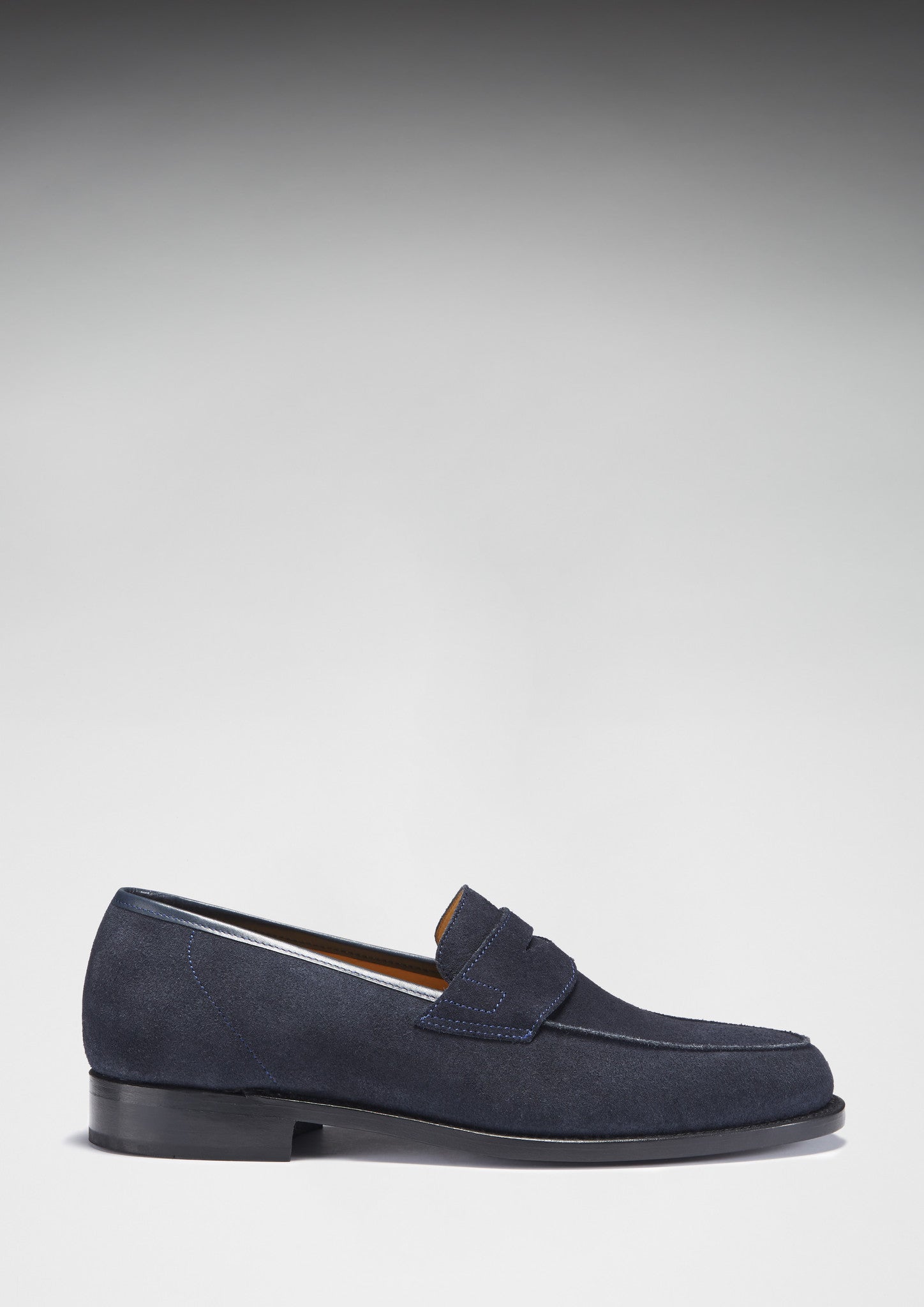 Navy Blue Suede Loafers with Leather Sole