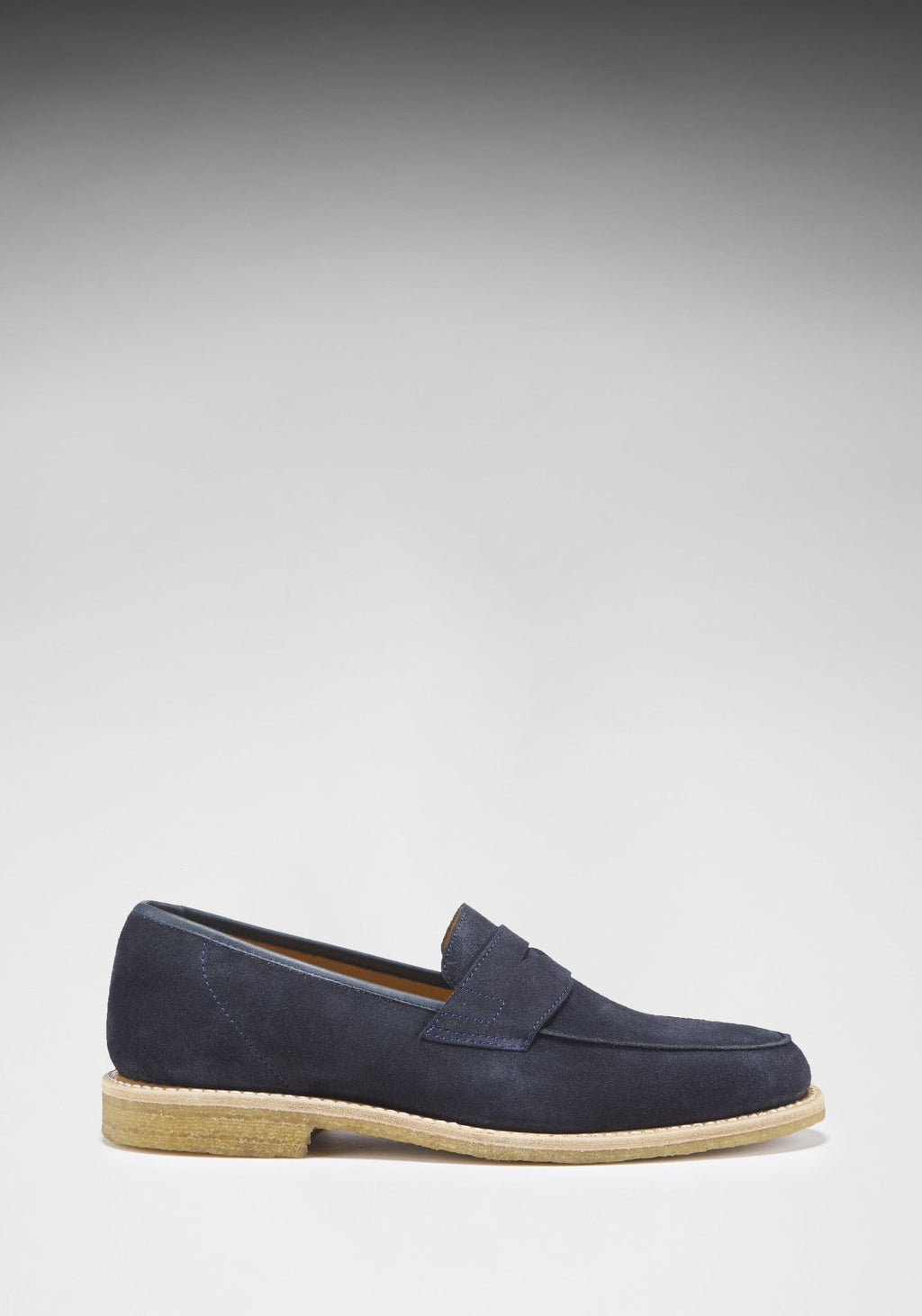 Blue Suede Loafers with Crepe Rubber Sole