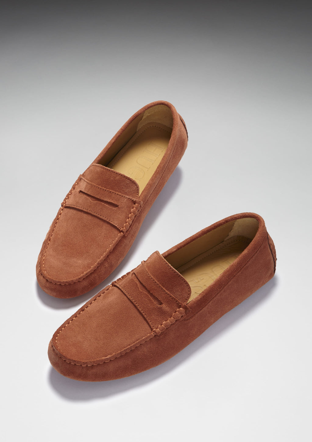 Rust Suede Penny Loafers