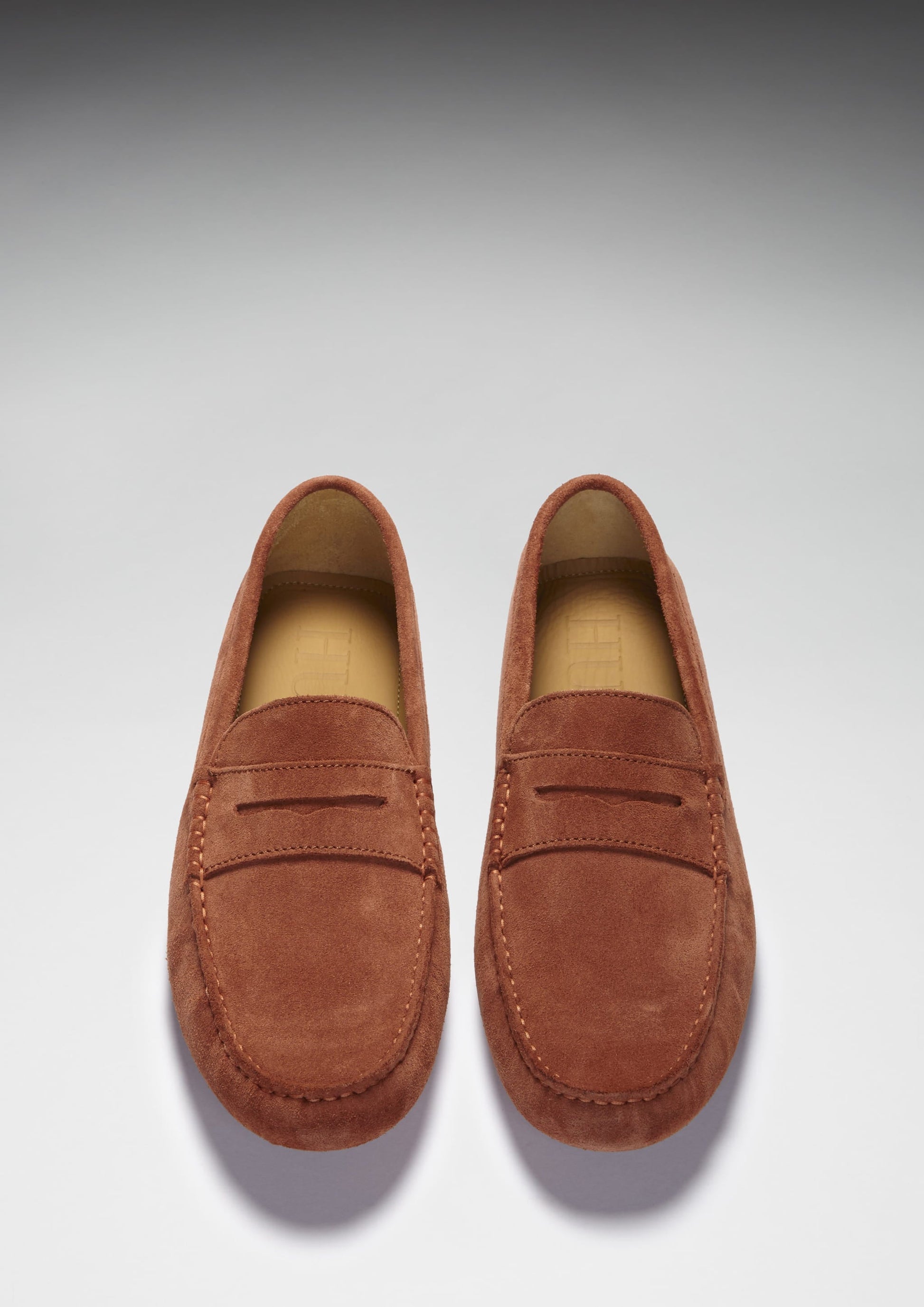 Rust Suede Penny Loafers