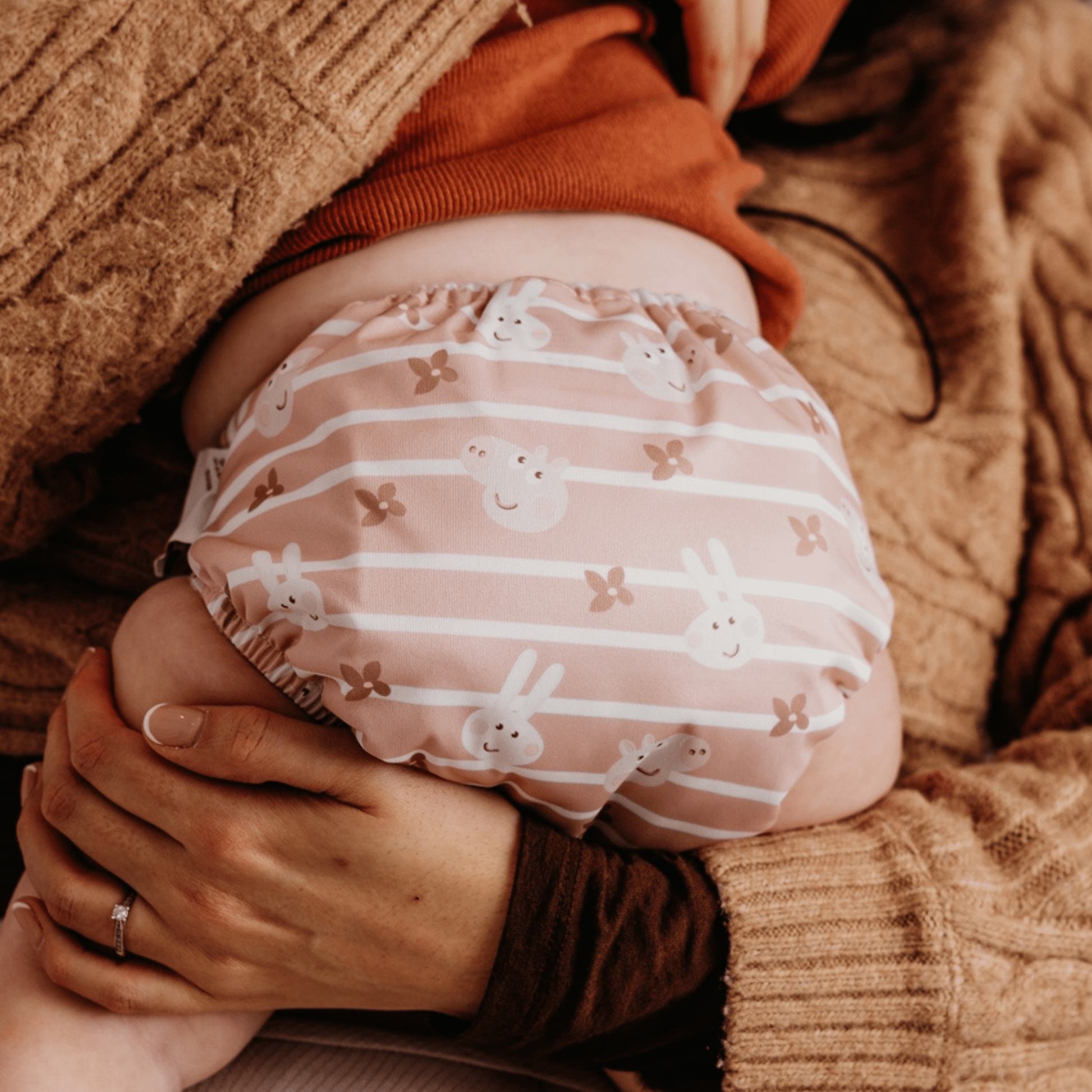 Peppa Pig One Size Reusable Cloth Nappy Blush Stripe