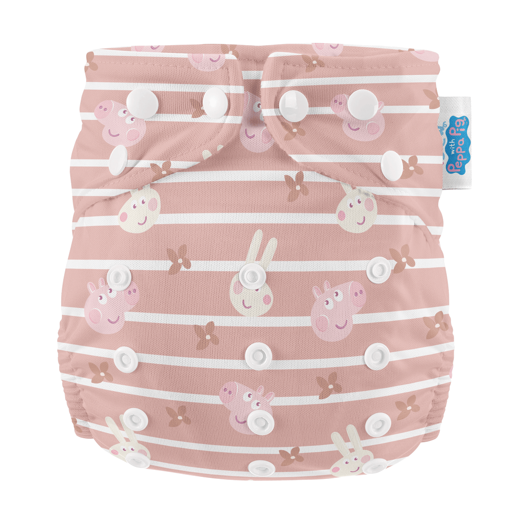 Peppa Pig One Size Reusable Cloth Nappy Blush Stripe