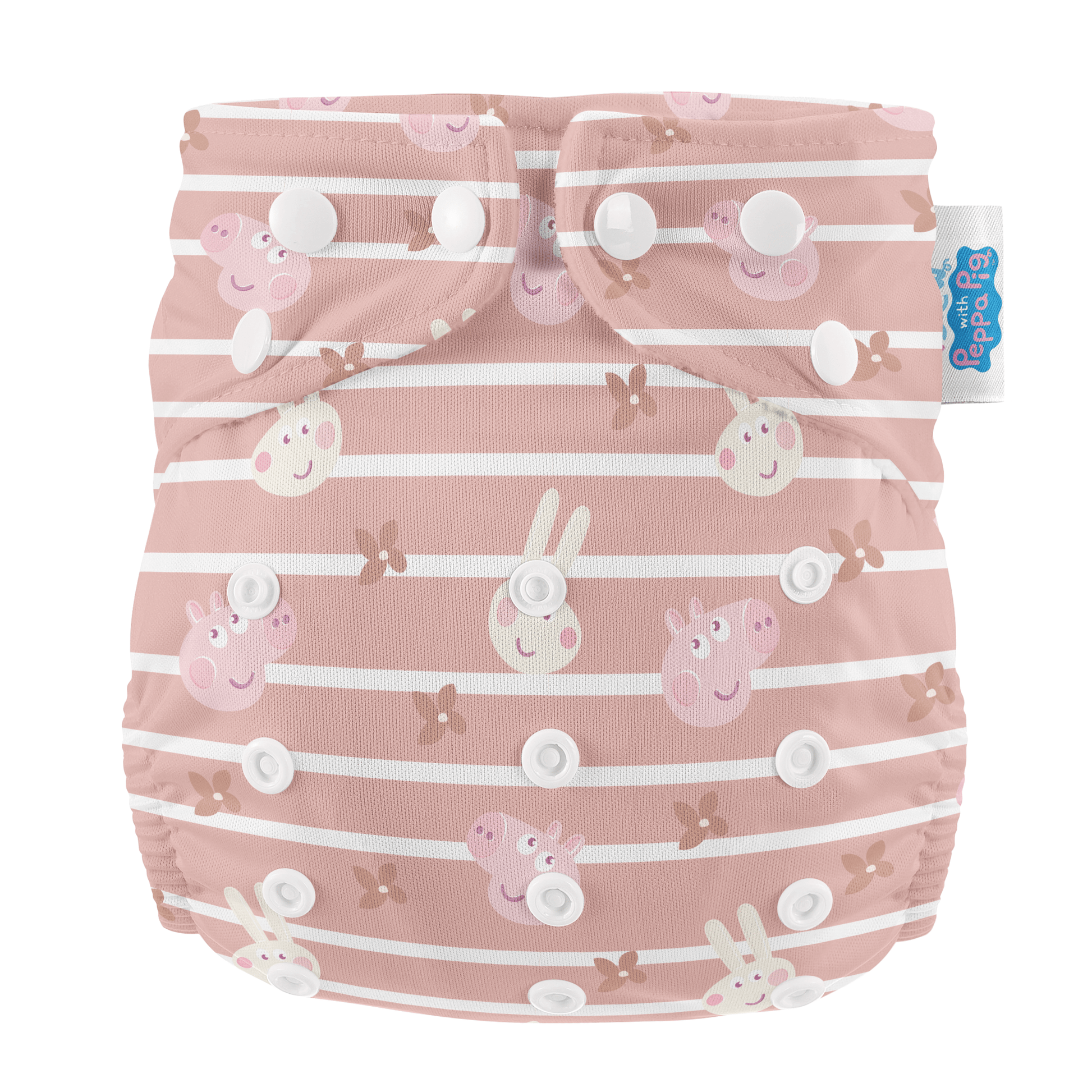 Peppa Pig One Size Reusable Cloth Nappy Blush Stripe