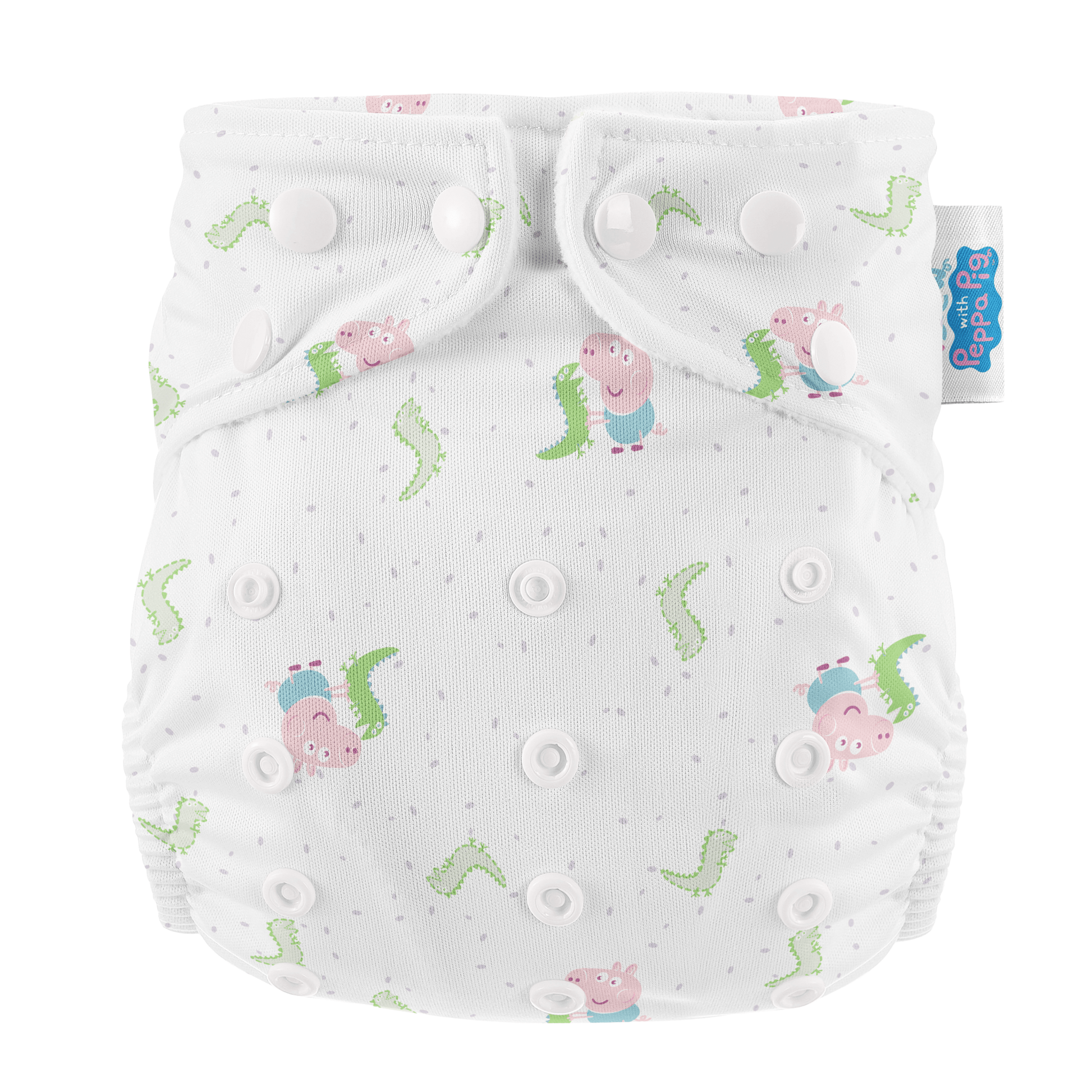 Peppa Pig One Size Reusable Cloth Nappy George and Mr Dinosaur White