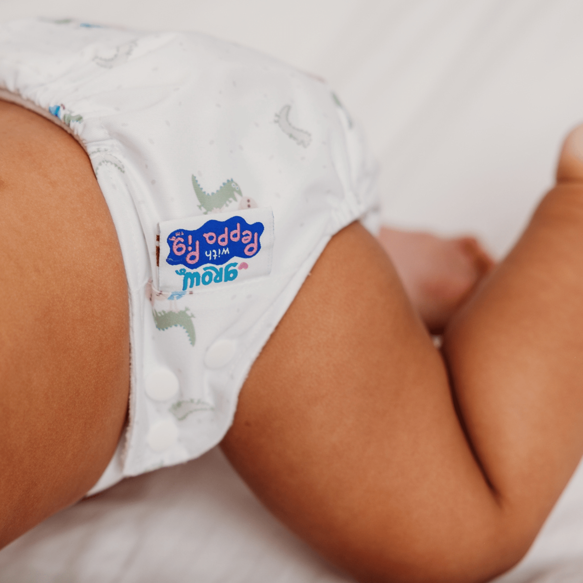 Peppa Pig One Size Reusable Cloth Nappy George and Mr Dinosaur White