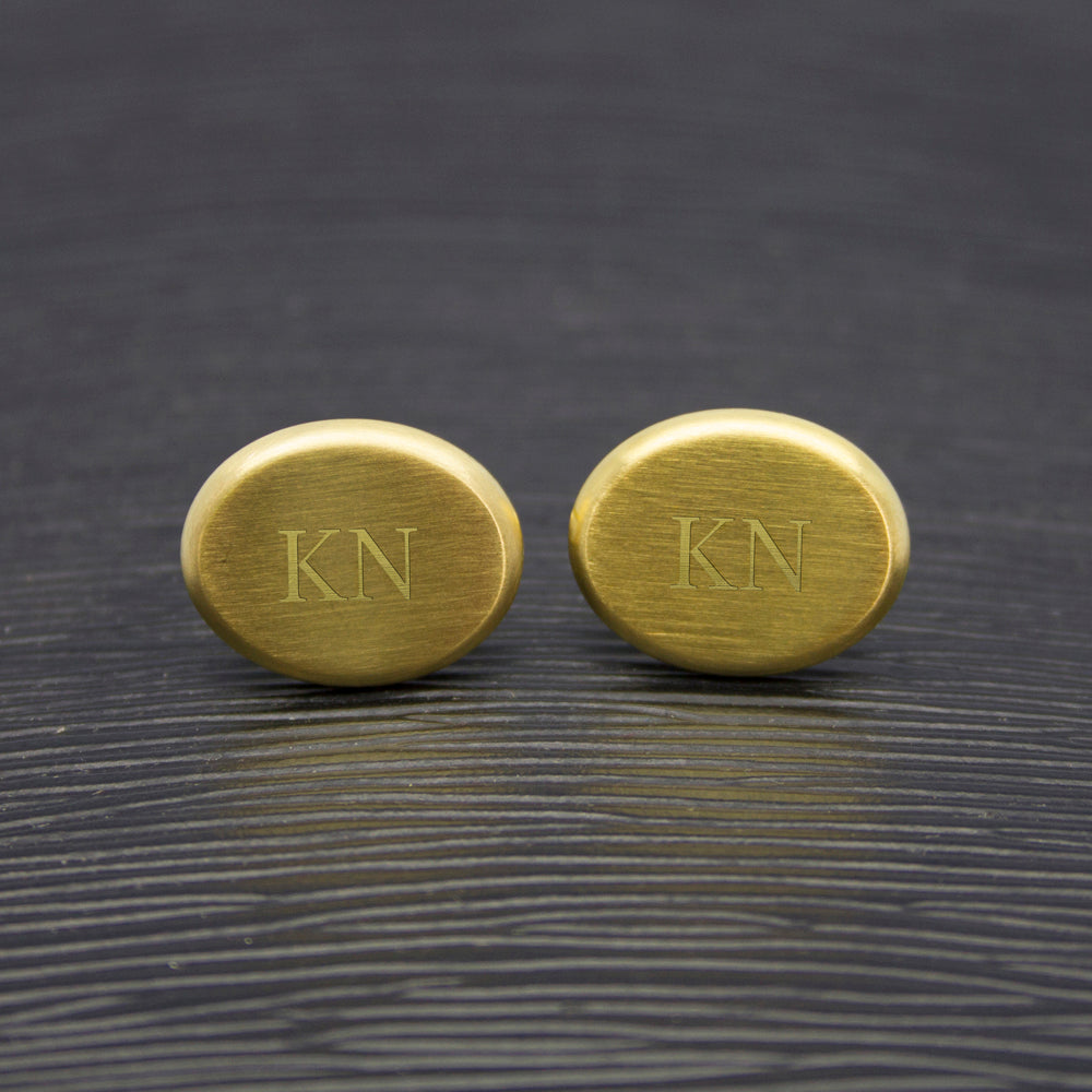 Personalised Gold Oval Cufflinks for Men