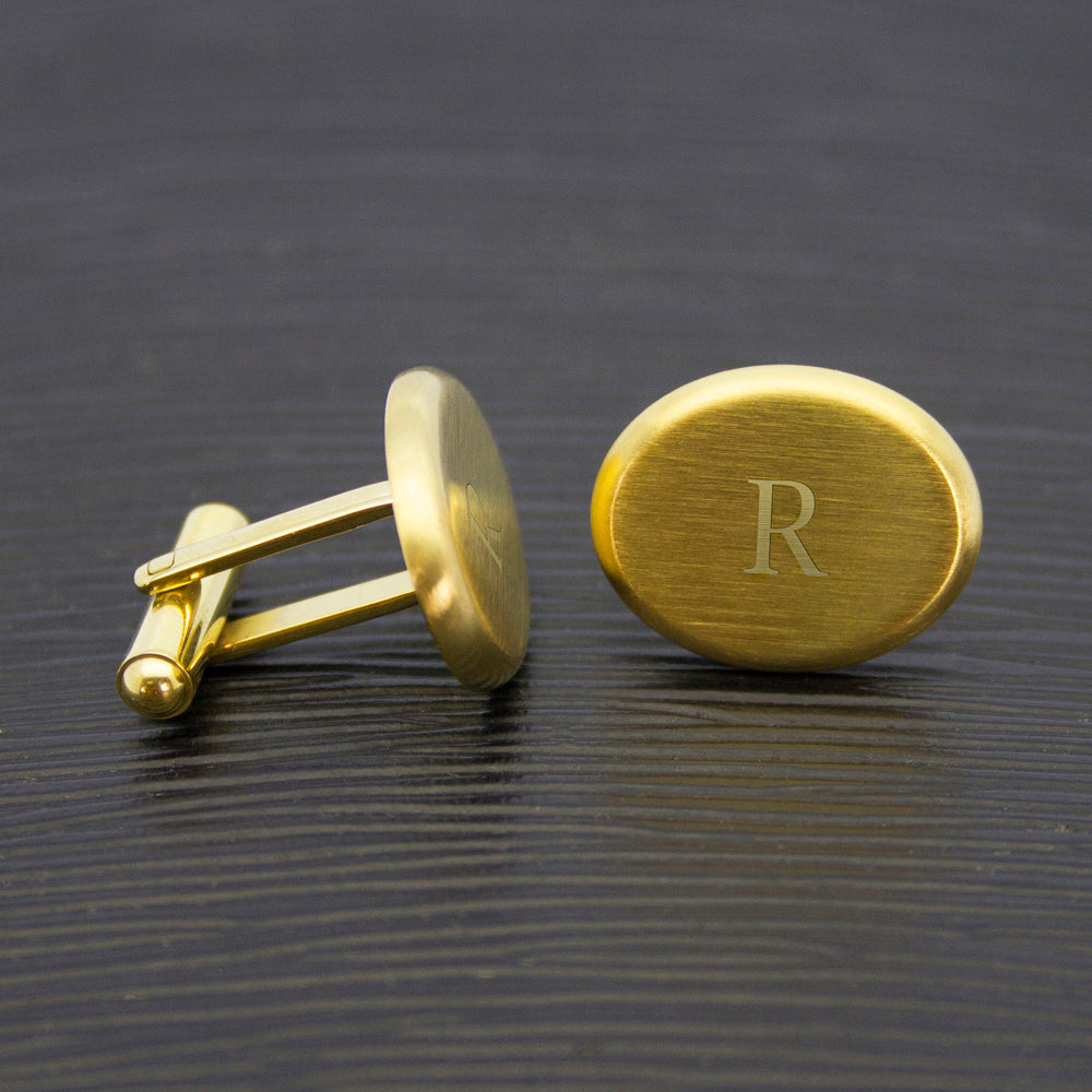 Personalised Gold Oval Cufflinks for Men