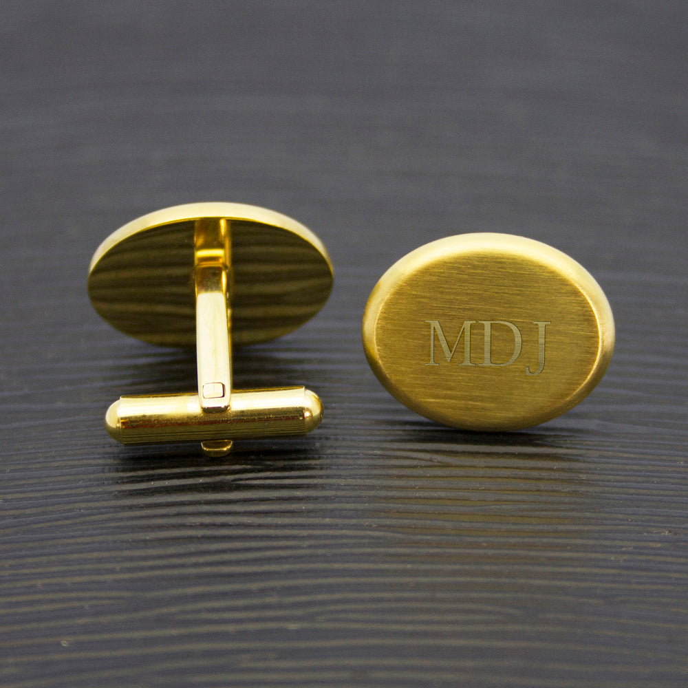 Personalised Gold Oval Cufflinks for Men