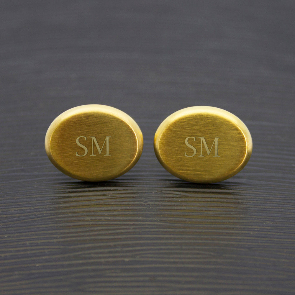 Personalised Gold Oval Cufflinks for Men