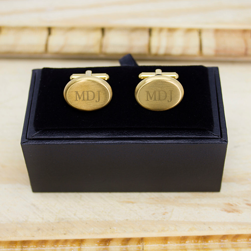 Personalised Gold Oval Cufflinks for Men