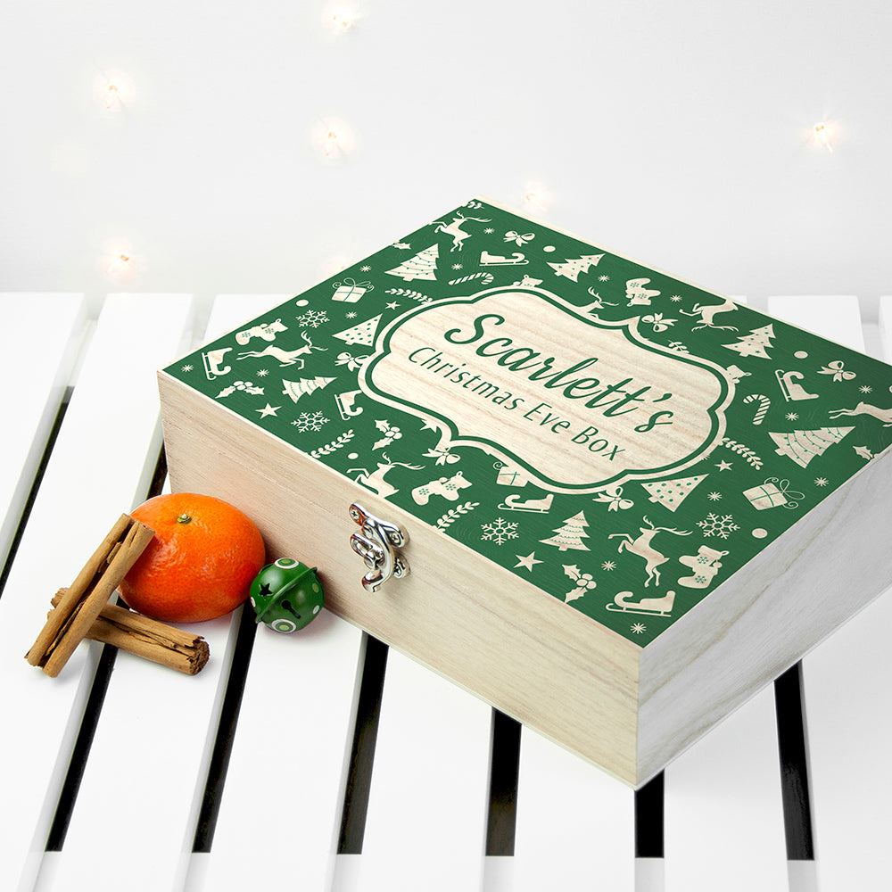 Personalised Festive Pattern Christmas Eve Box