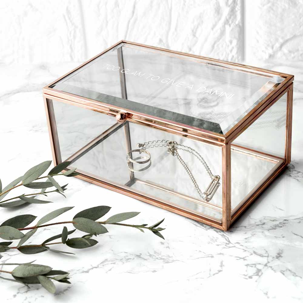 Personalised Rose Gold Glass Jewellery Box