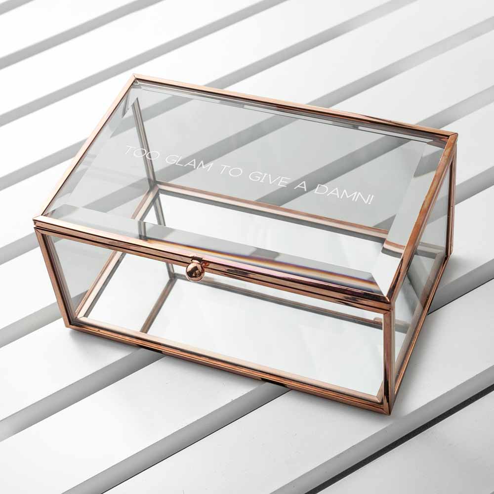 Personalised Rose Gold Glass Jewellery Box