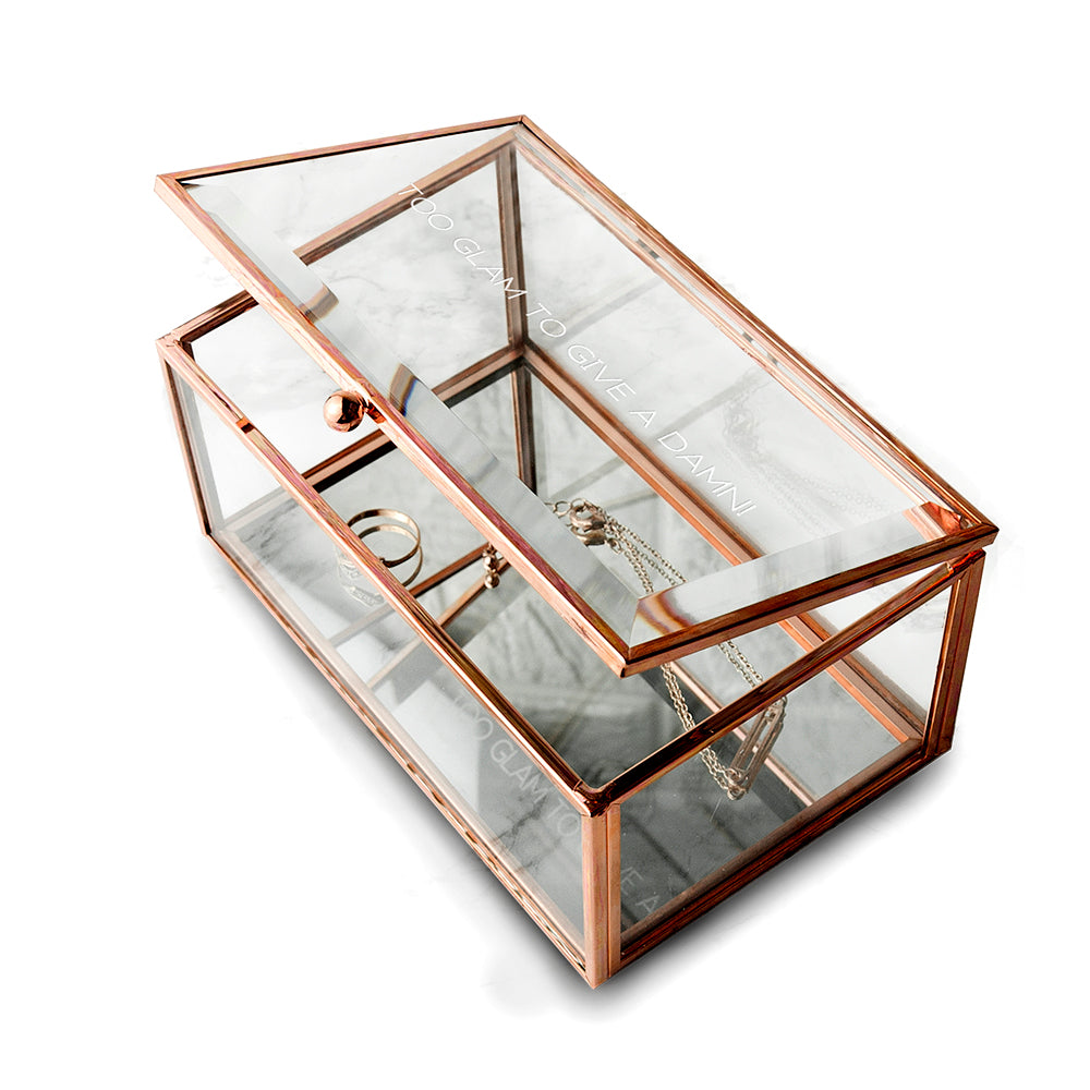 Personalised Rose Gold Glass Jewellery Box