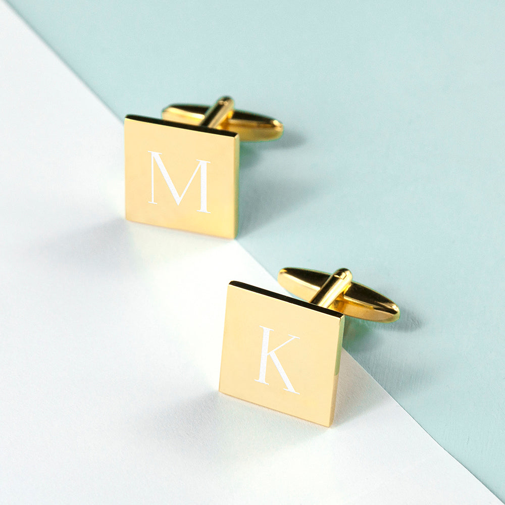 Personalised Gold Plated Square Cufflinks