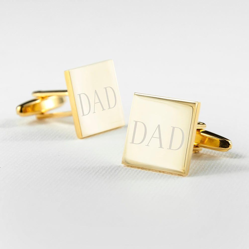 Personalised Gold Plated Square Cufflinks