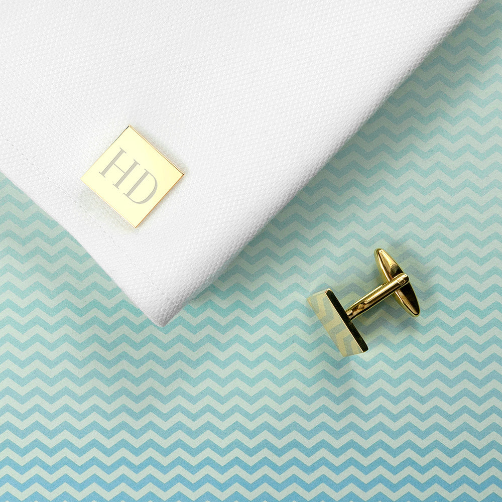Personalised Gold Plated Square Cufflinks