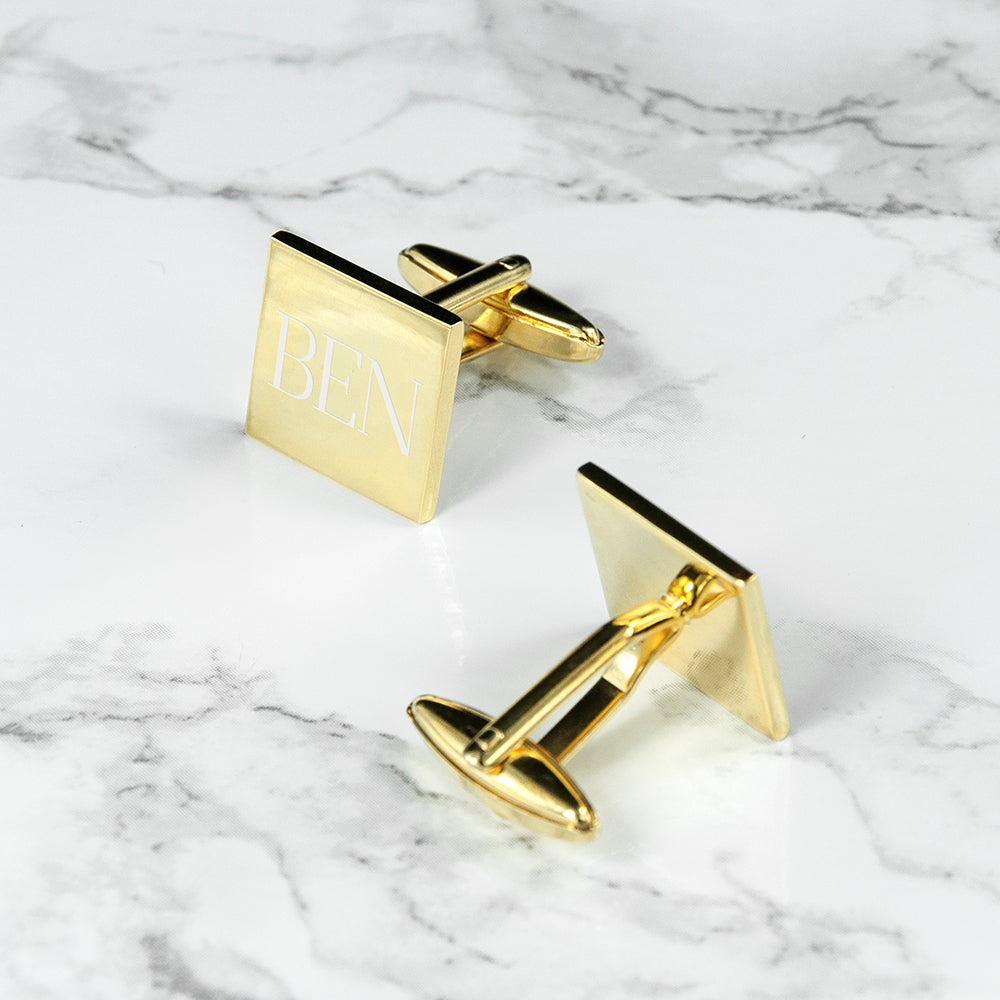Personalised Gold Plated Square Cufflinks