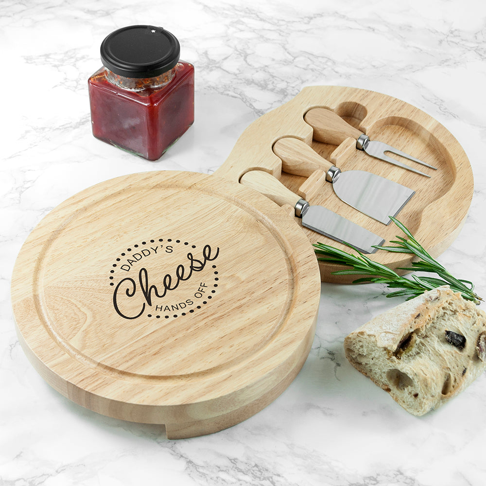 Personalised Hands Off Cheese Board Set with Knives
