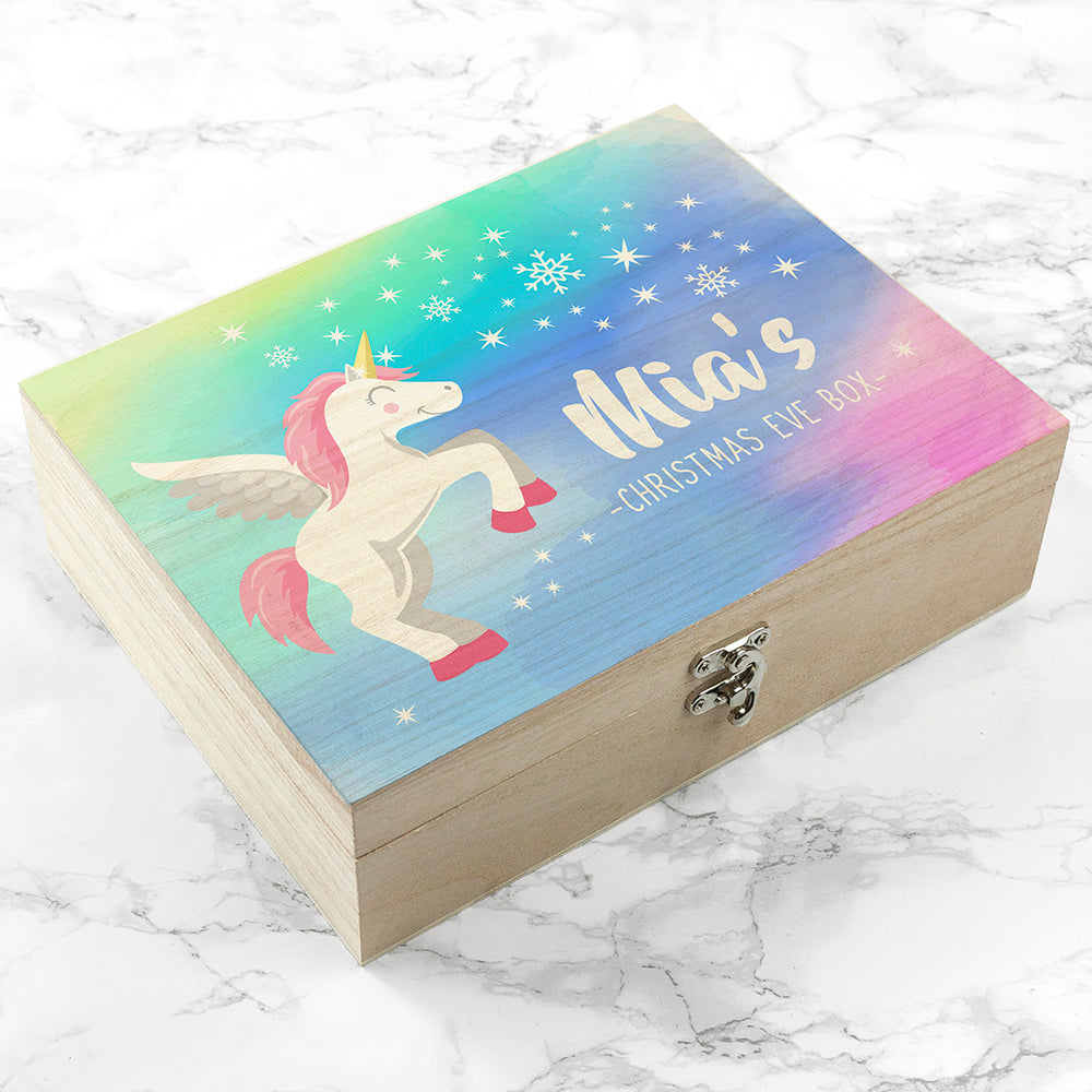 Personalised Colourful Baby Unicorn Christmas Eve Box