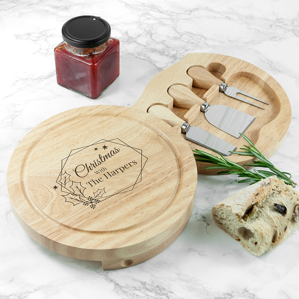 Personalised Christmas at Home Cheese Board Set