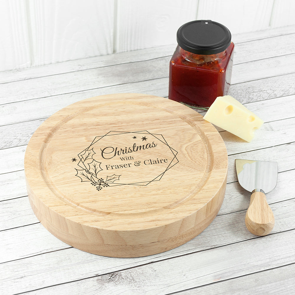 Personalised Christmas at Home Cheese Board Set