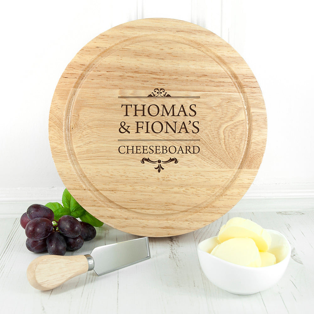 Personalised Couple's Cheese Board Set with Knives