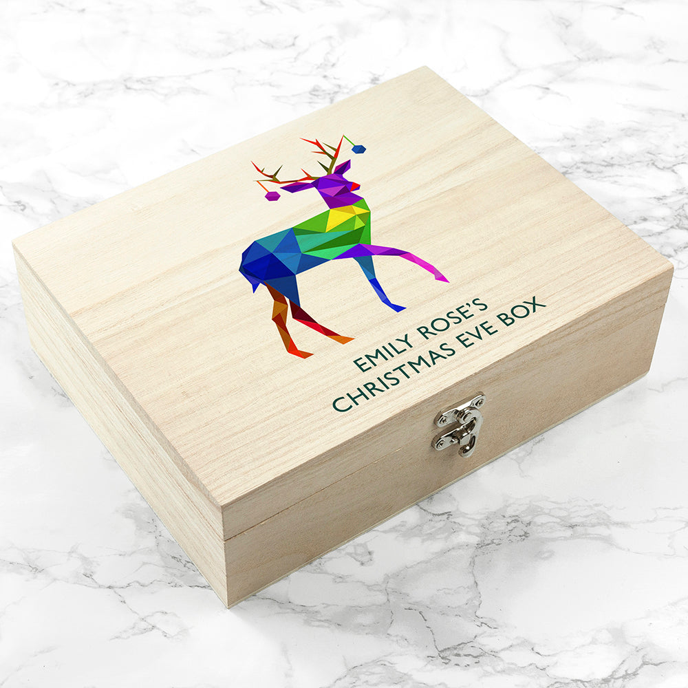 Personalised Geometric Reindeer Christmas Eve Box