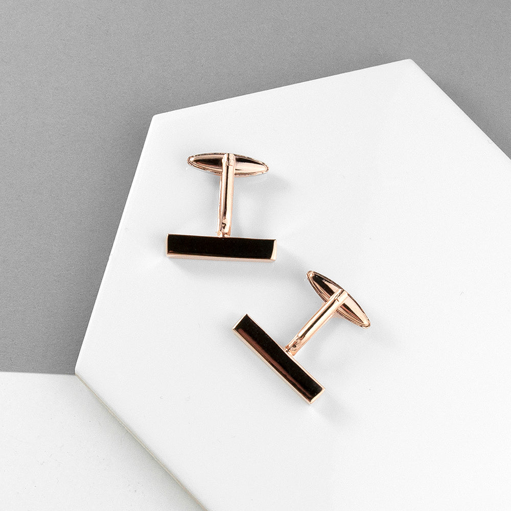 Personalised Bar Cufflinks in Silver or Rose Gold