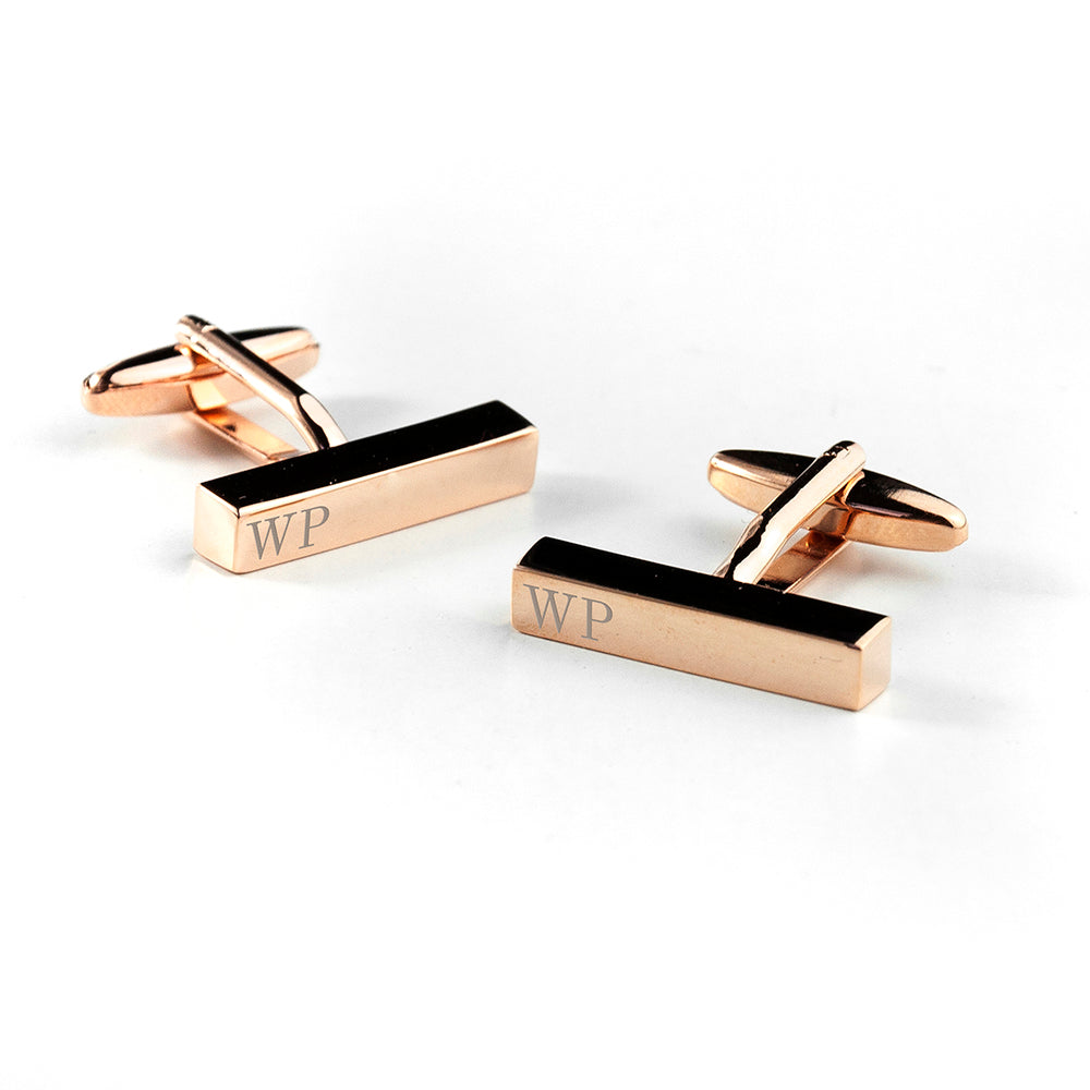 Personalised Bar Cufflinks in Silver or Rose Gold