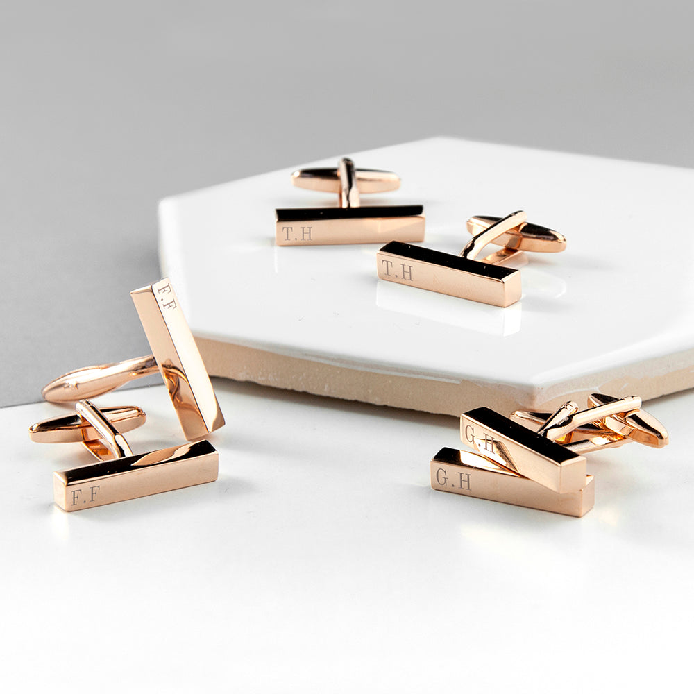 Personalised Bar Cufflinks in Silver or Rose Gold