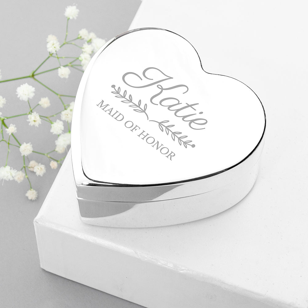 Personalised Heart Jewellery Box for Bridesmaids
