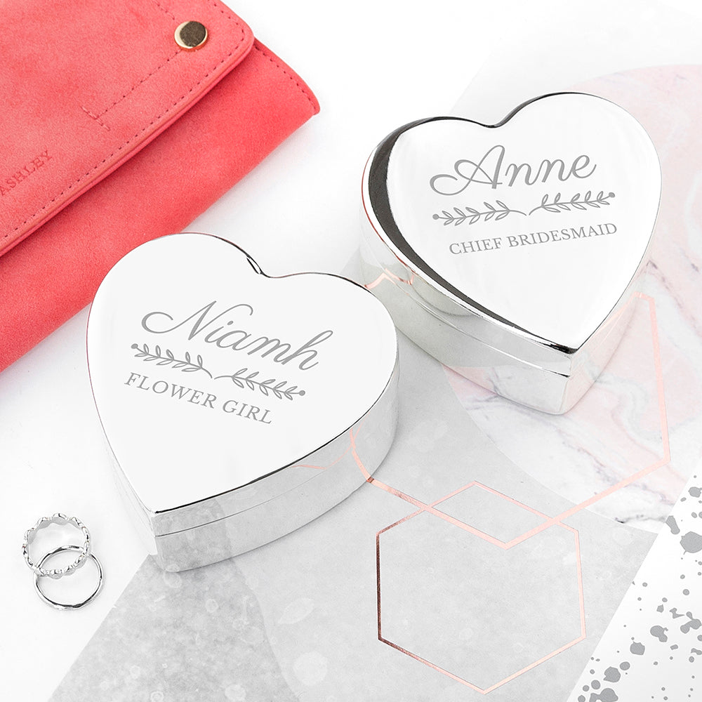 Personalised Heart Jewellery Box for Bridesmaids