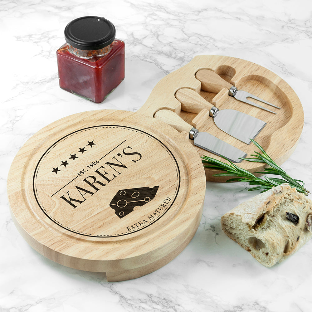 Personalised Extra Mature Round Cheese Board Set