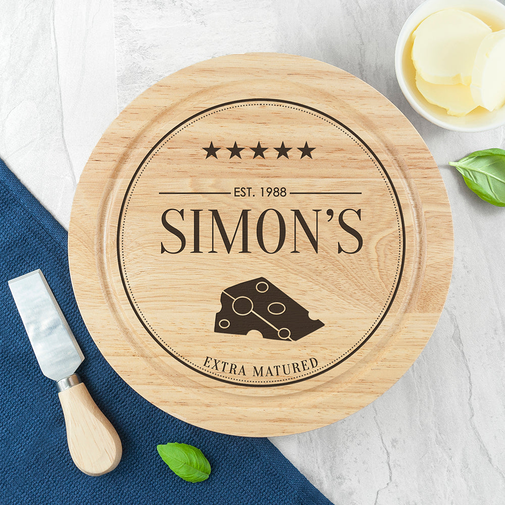 Personalised Extra Mature Round Cheese Board Set