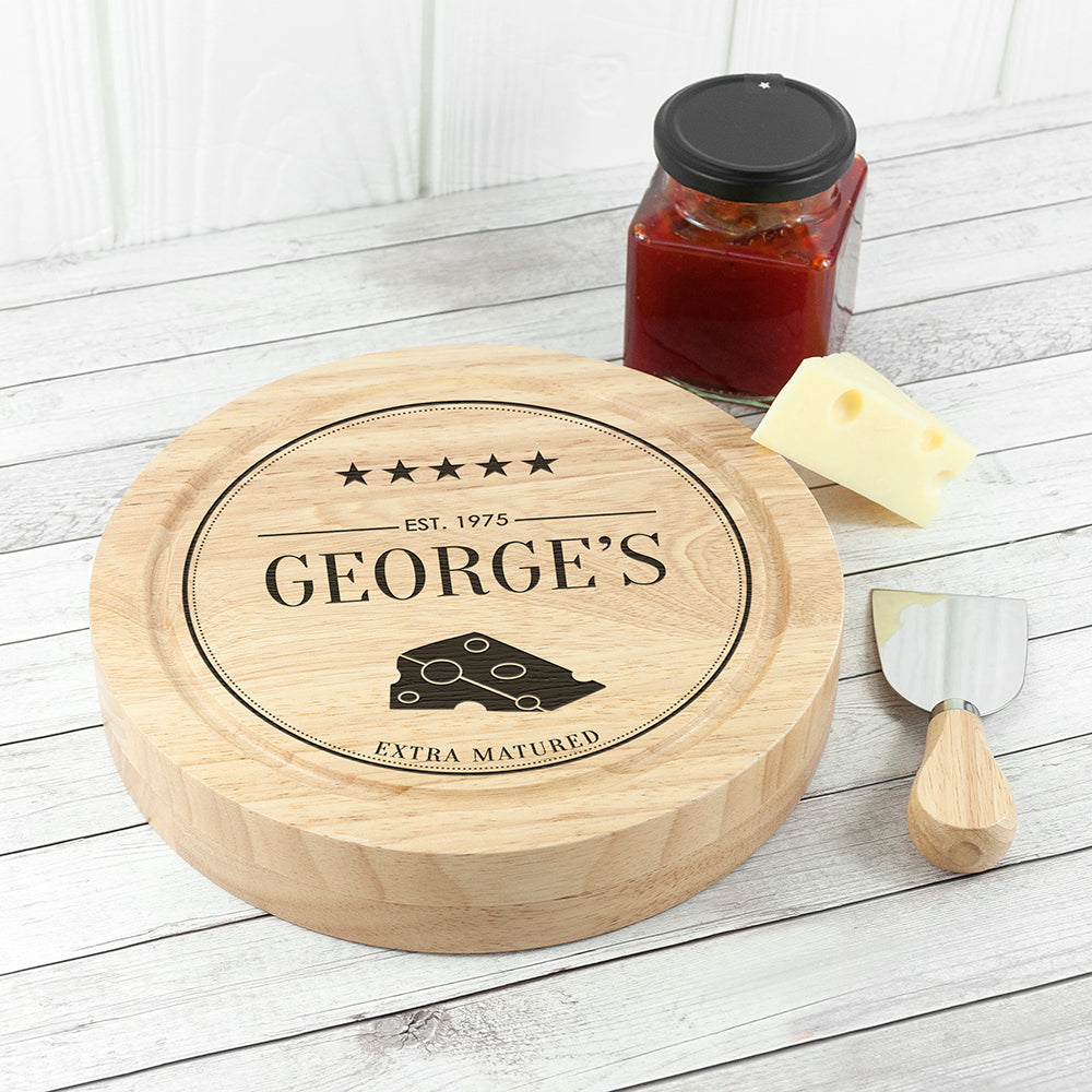 Personalised Extra Mature Round Cheese Board Set