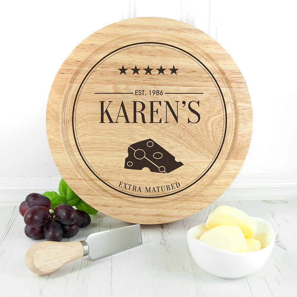 Personalised Extra Mature Round Cheese Board Set