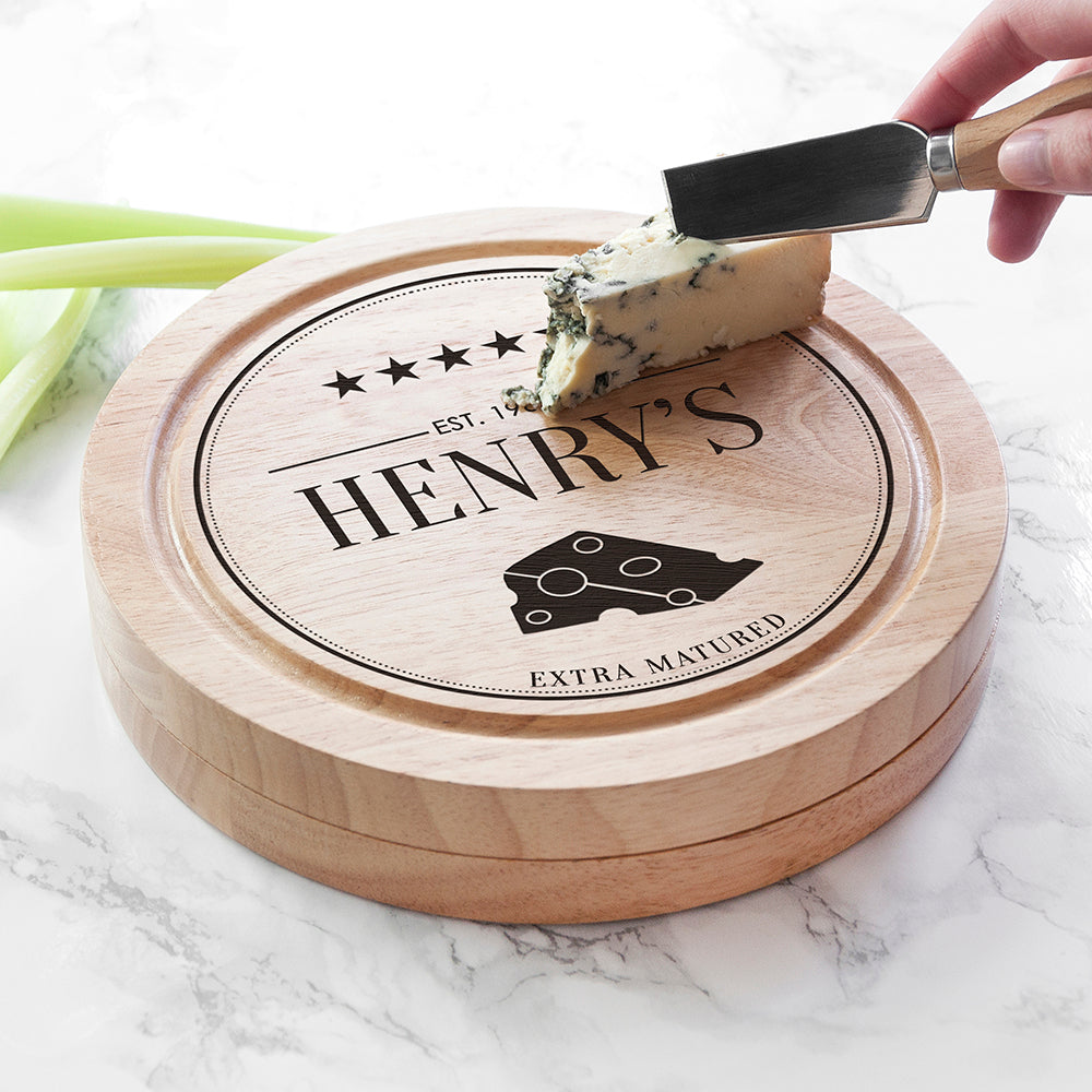 Personalised Extra Mature Round Cheese Board Set