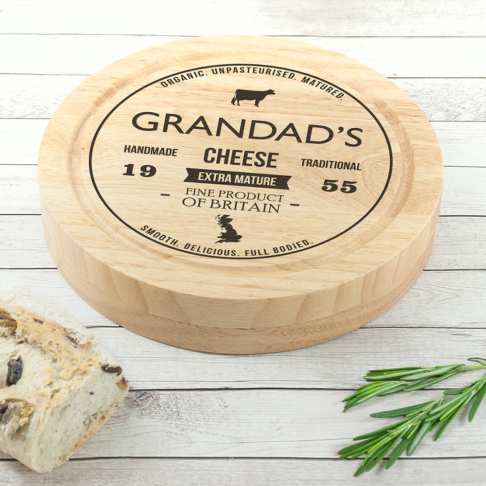 Personalised Round Cheese Board Set with Knives
