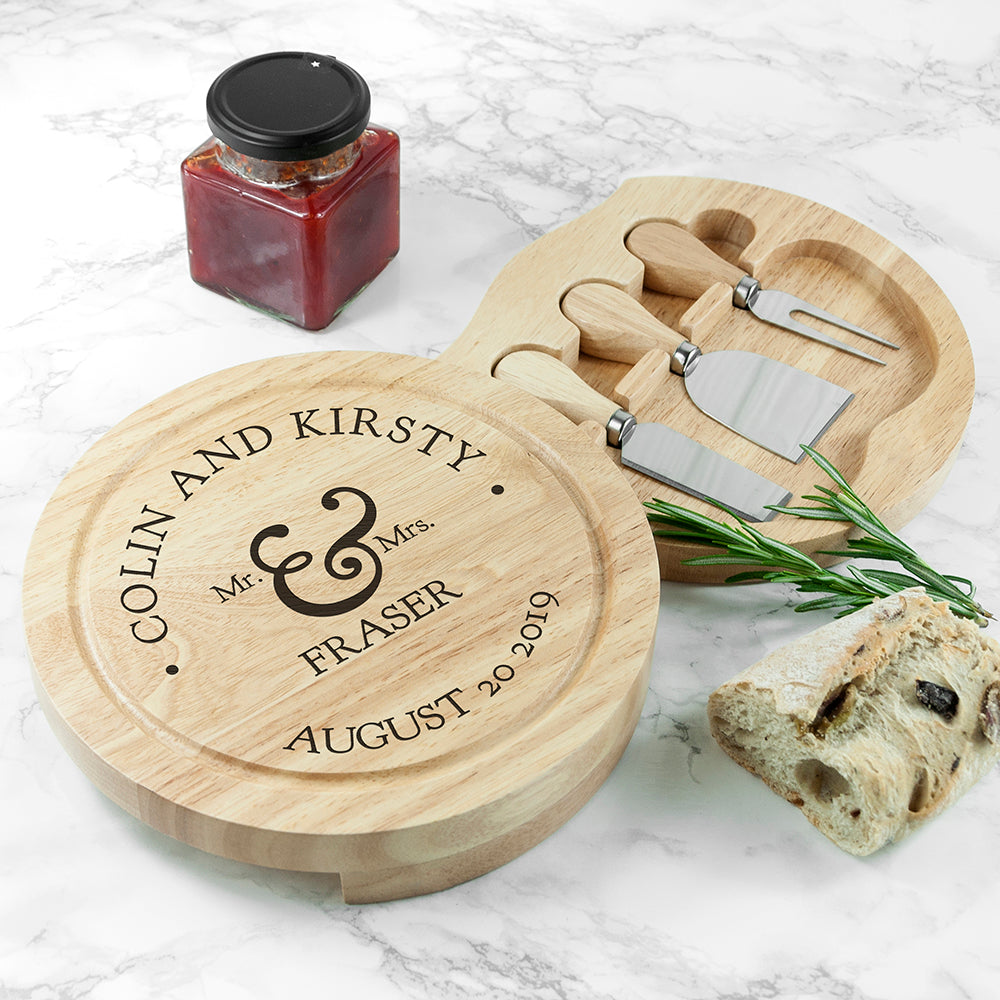 Personalised Couple's Classic Cheese Board Set with Knives