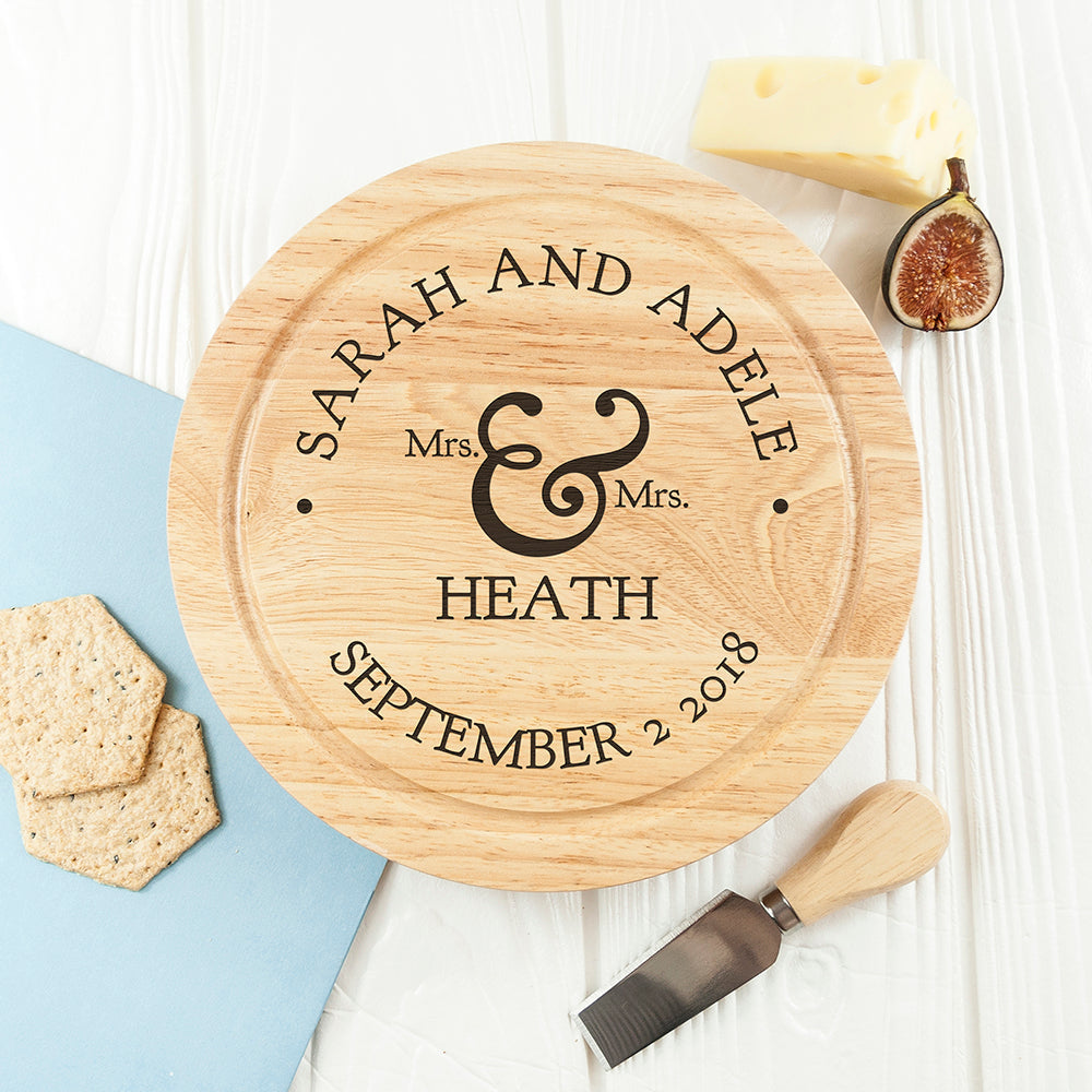 Personalised Couple's Classic Cheese Board Set with Knives
