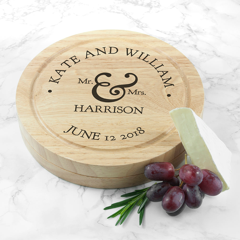 Personalised Couple's Classic Cheese Board Set with Knives