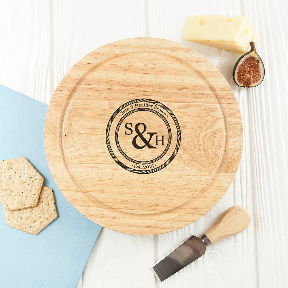 Personalised Couple's Cheese Board Set with Knives