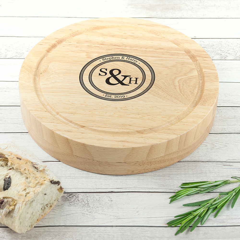 Personalised Couple's Cheese Board Set with Knives