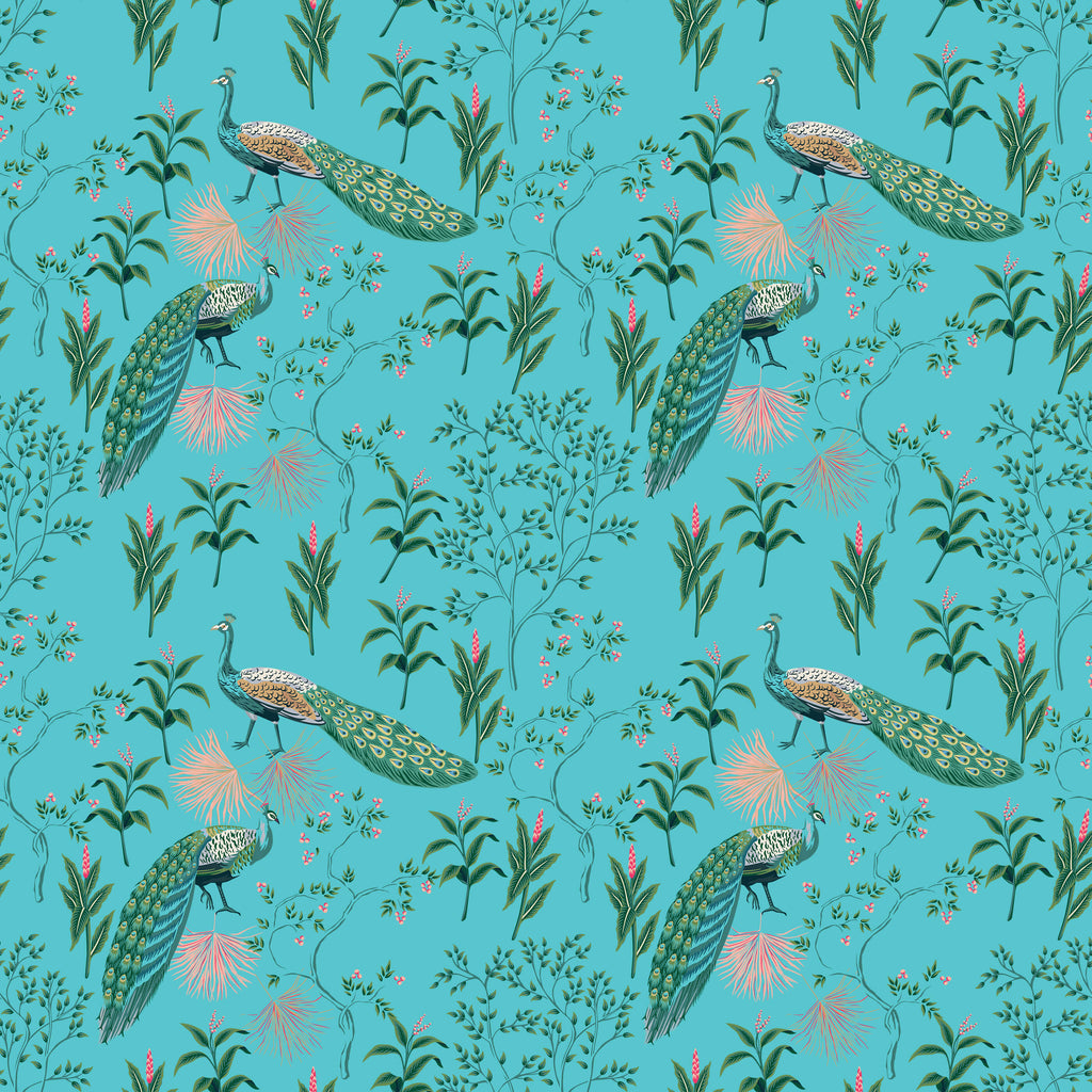 Peacock Wallpaper Colourful Oriental Design
