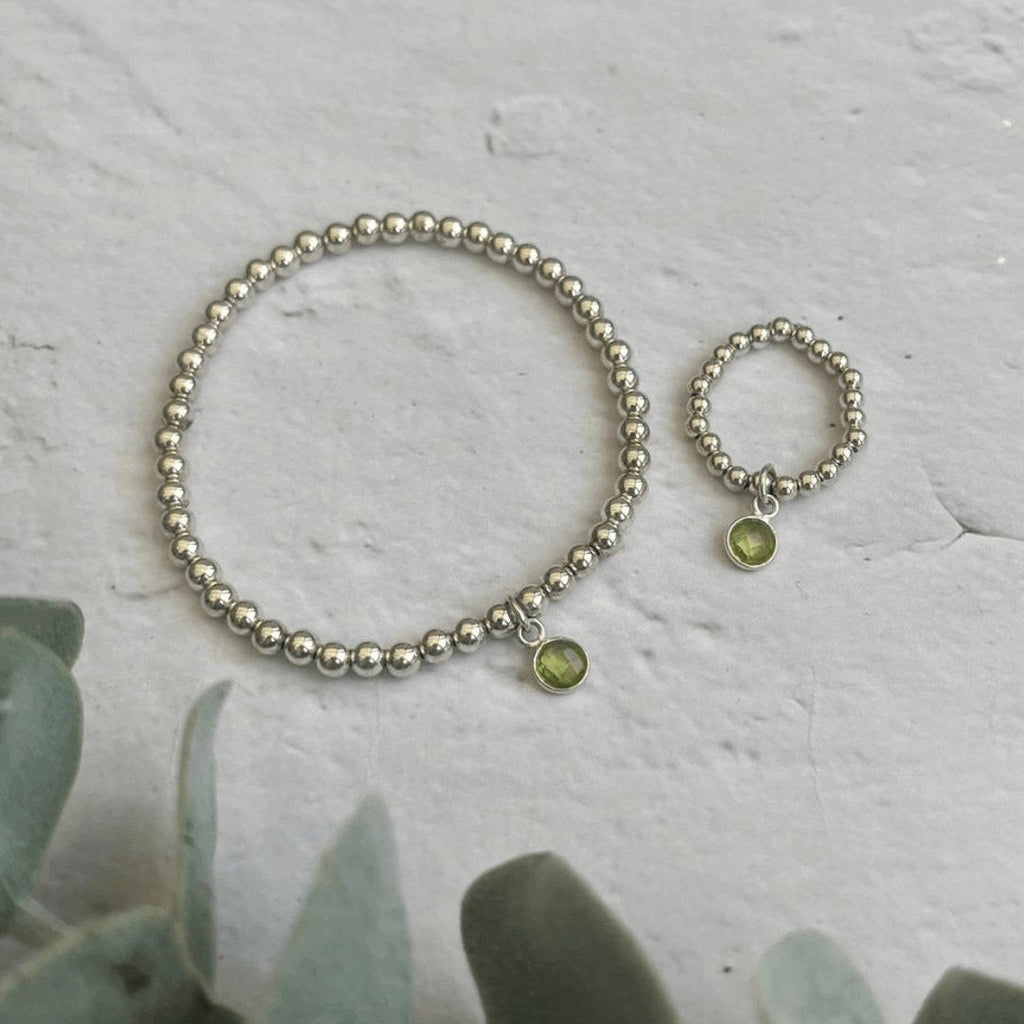 Peridot August Birthstone Bracelet and Ring Set