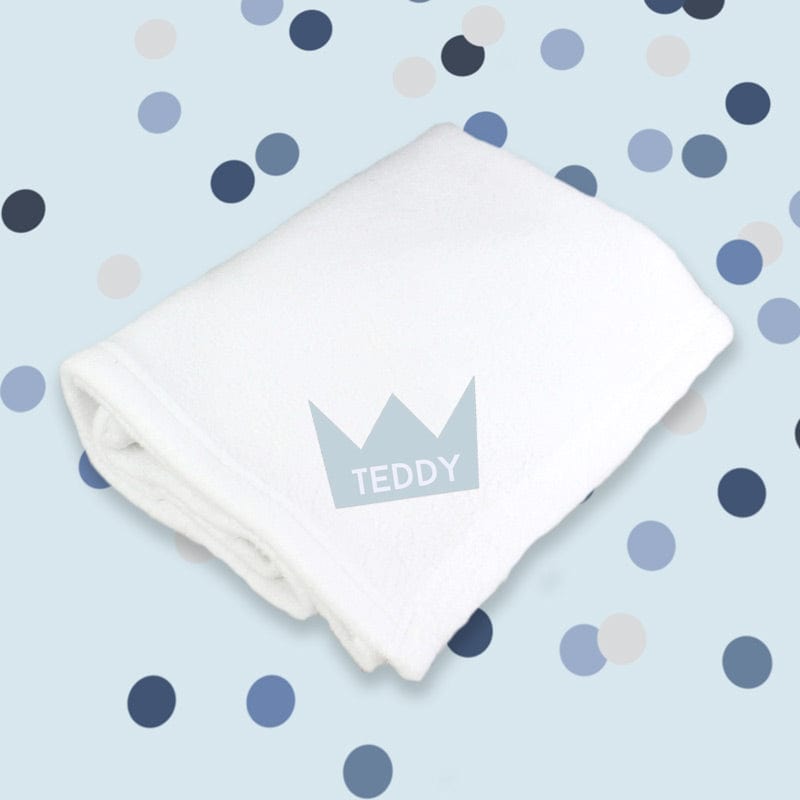 Personalised Blue Crown Cotton Blanket