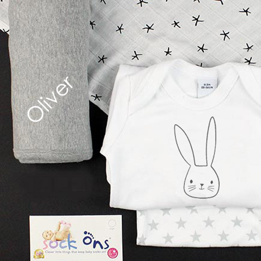 Monochrome Large Baby Gift Box Personalised