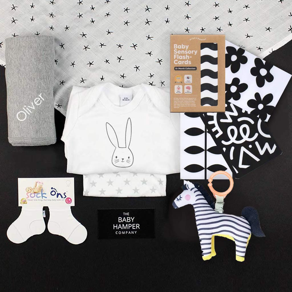 Monochrome Large Baby Gift Box Personalised