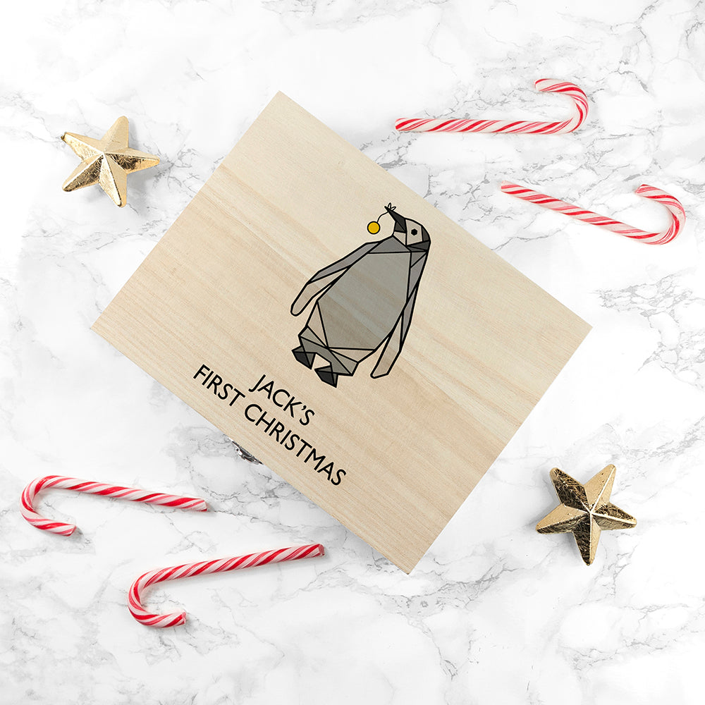 Personalised Baby Penguin First Christmas Eve Box